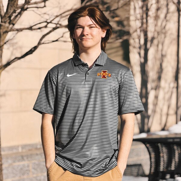Nike® I-State Gray & Black Striped Polo